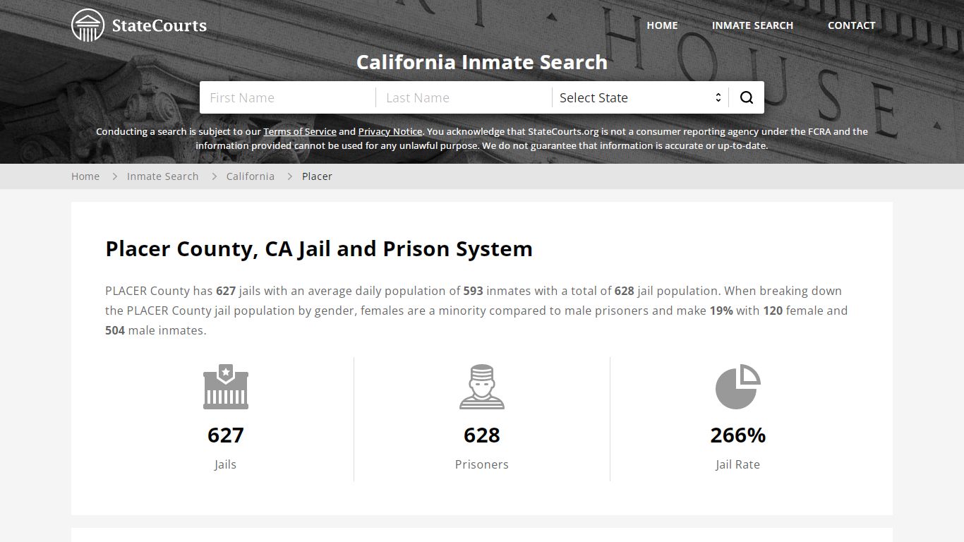 Placer County, CA Inmate Search - StateCourts